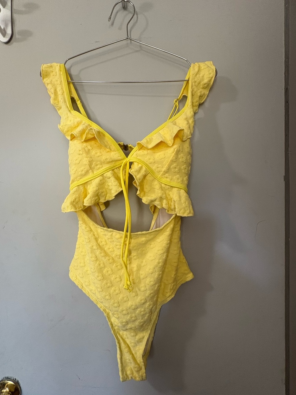 Yellow Ruffled Kids One-Piece Swimsuit